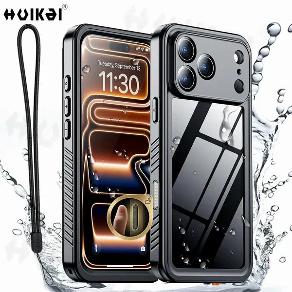 Black waterproof MagSafe case for iPhone 17 Pro Max