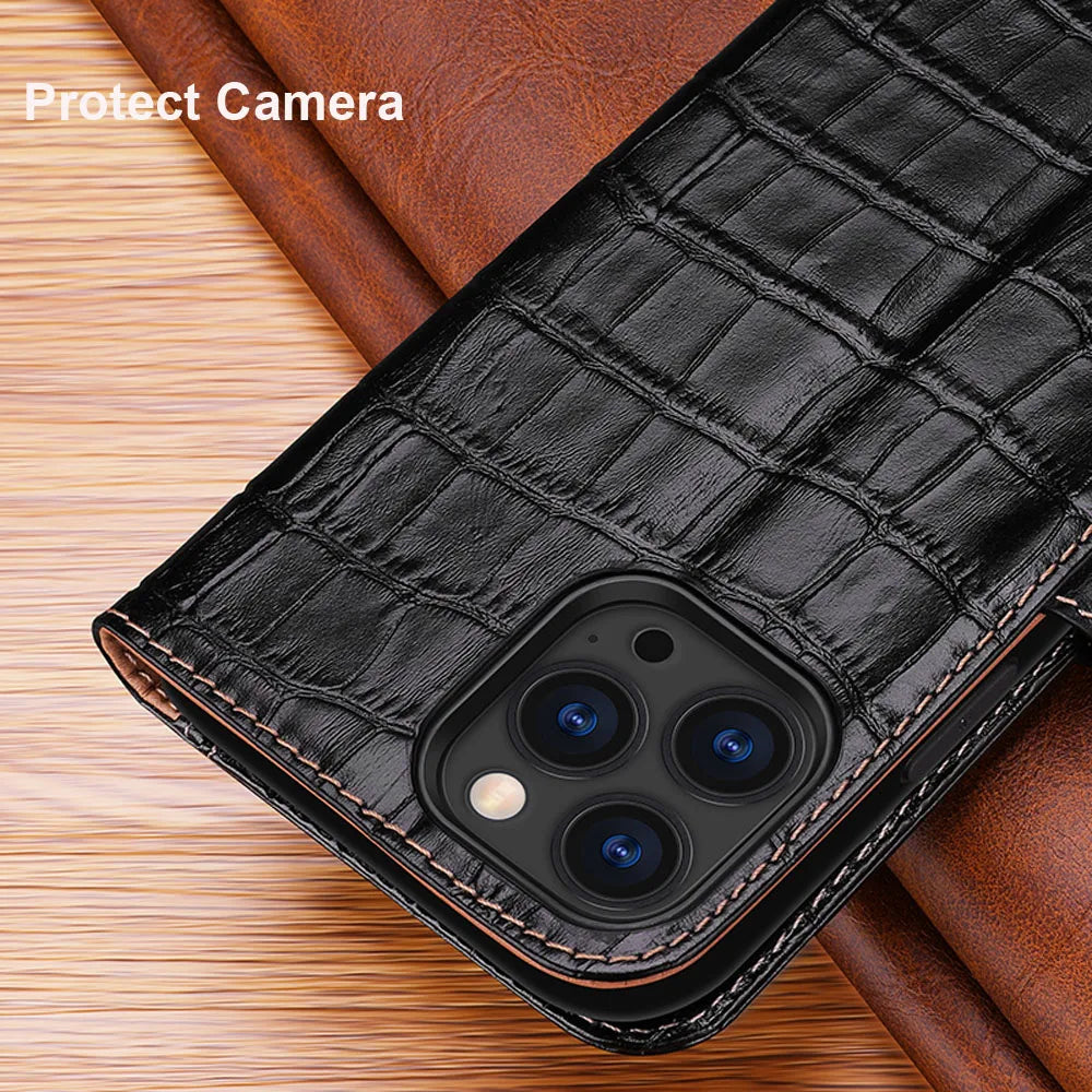 iPhone 16PM Crocodile Flip Wallet