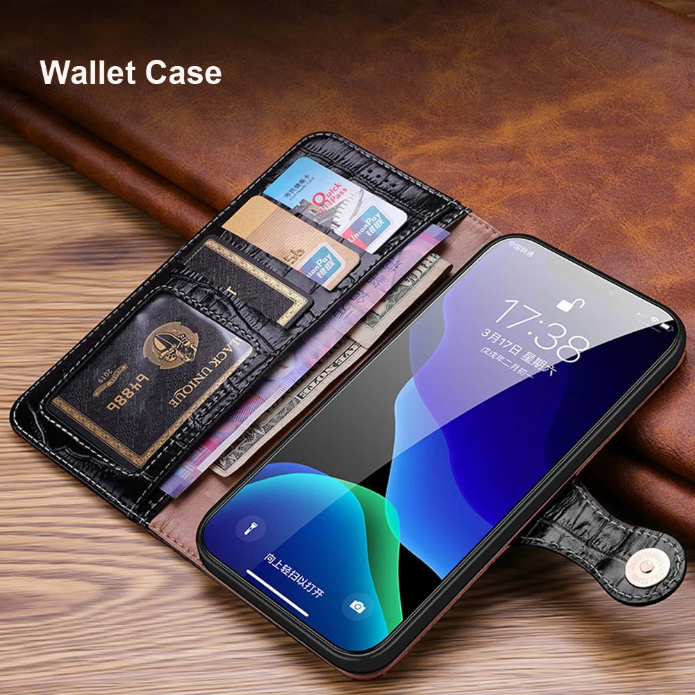 iPhone 16PM Crocodile Flip Wallet