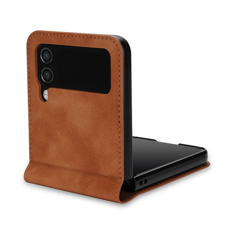 Funda de cuero a prueba de golpes para Z Flip 6