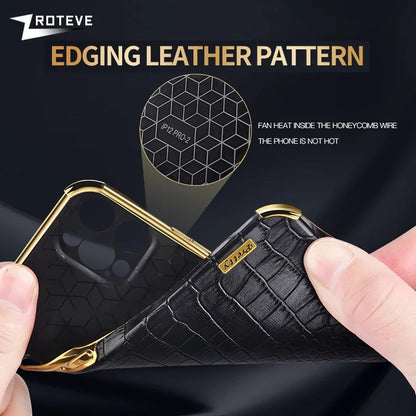 iPhone 16PM Crocodile Leather Case