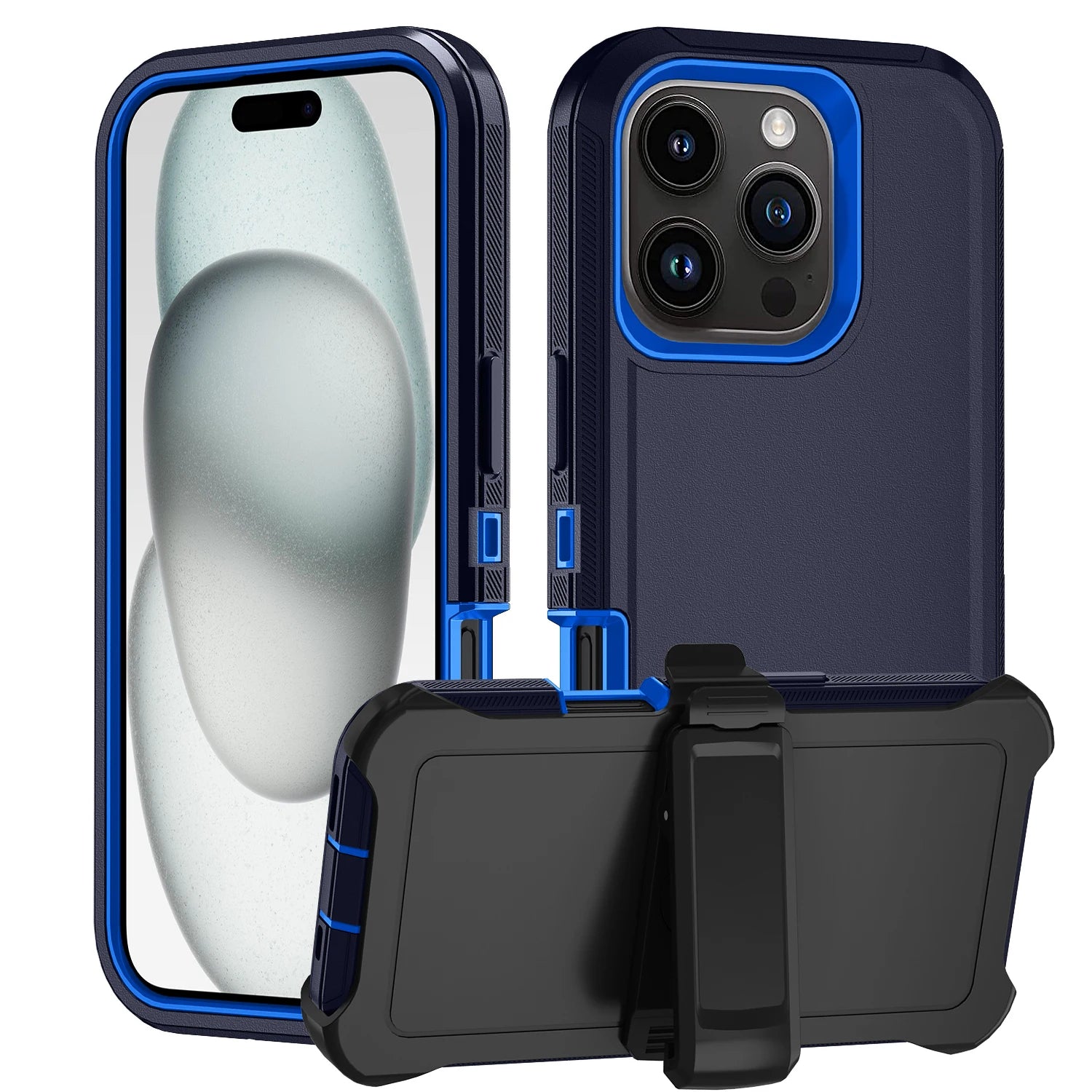 A black and blue MOtterBox case for an iPhone.