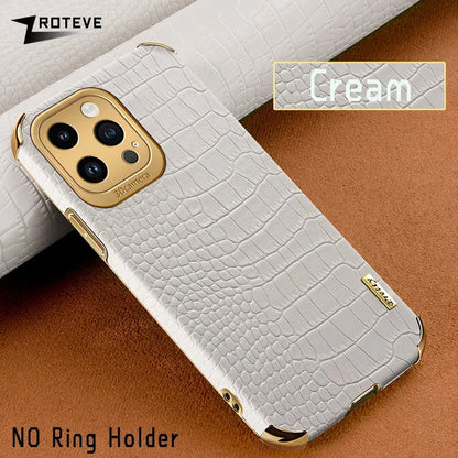 iPhone 16PM Crocodile Leather Case