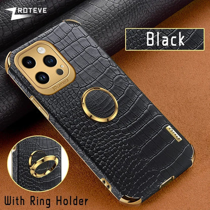 iPhone 16PM Crocodile Leather Case