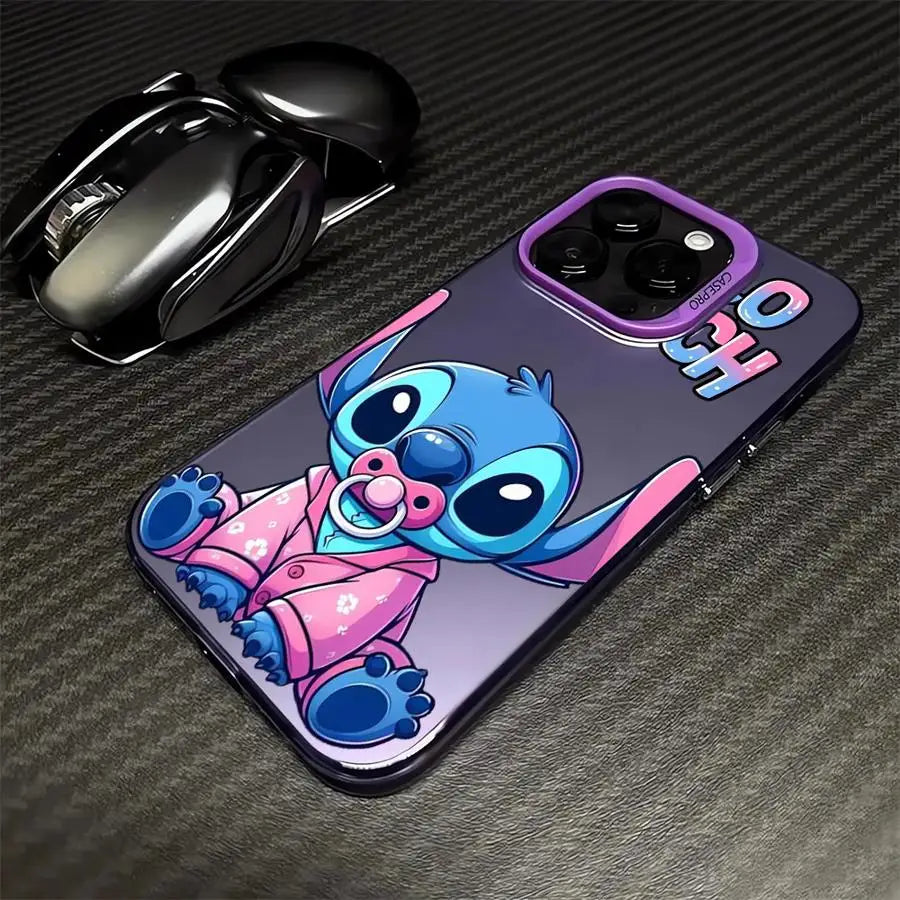 Stich plastic phone cases for iPhone with cartoon character designs. 