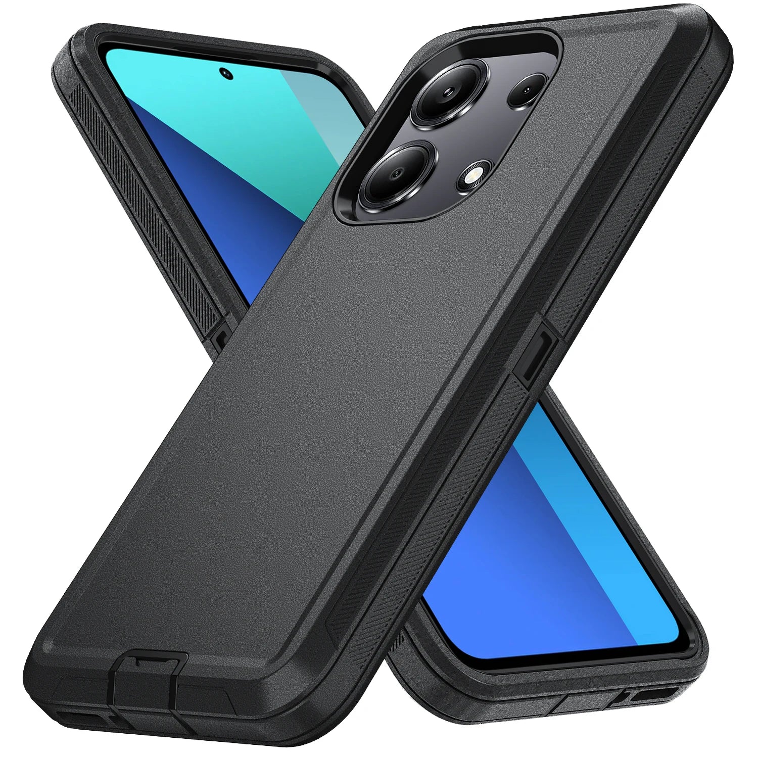 A black and blue MOtterBox case for an iPhone.