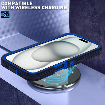 A black and blue MOtterBox case for an iPhone.