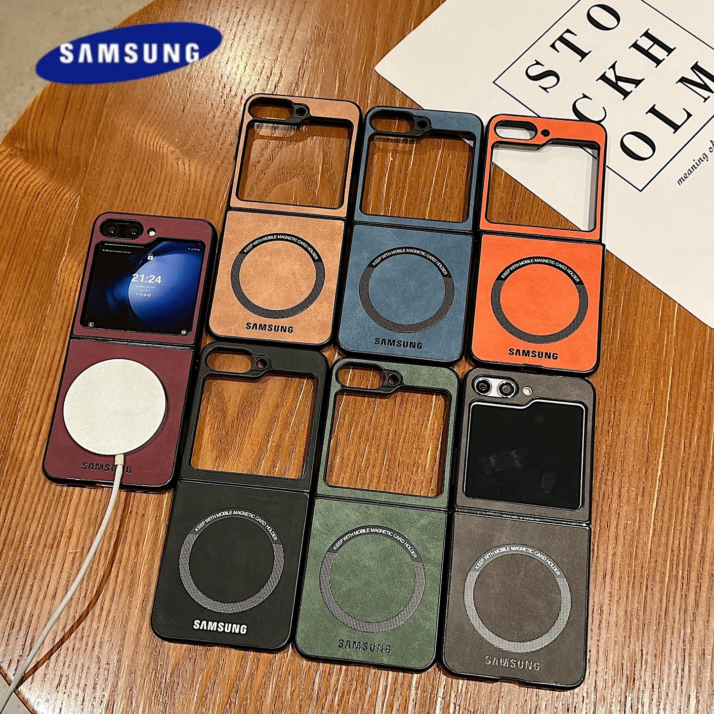 Funda con tacto de piel para Z Flip 6