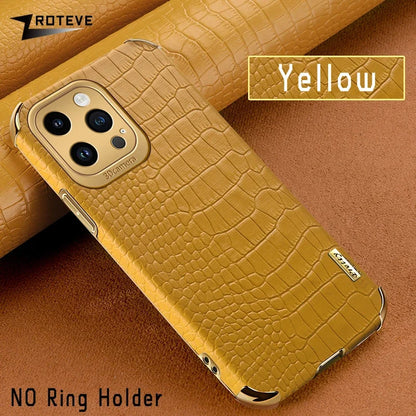 iPhone 16PM Crocodile Leather Case