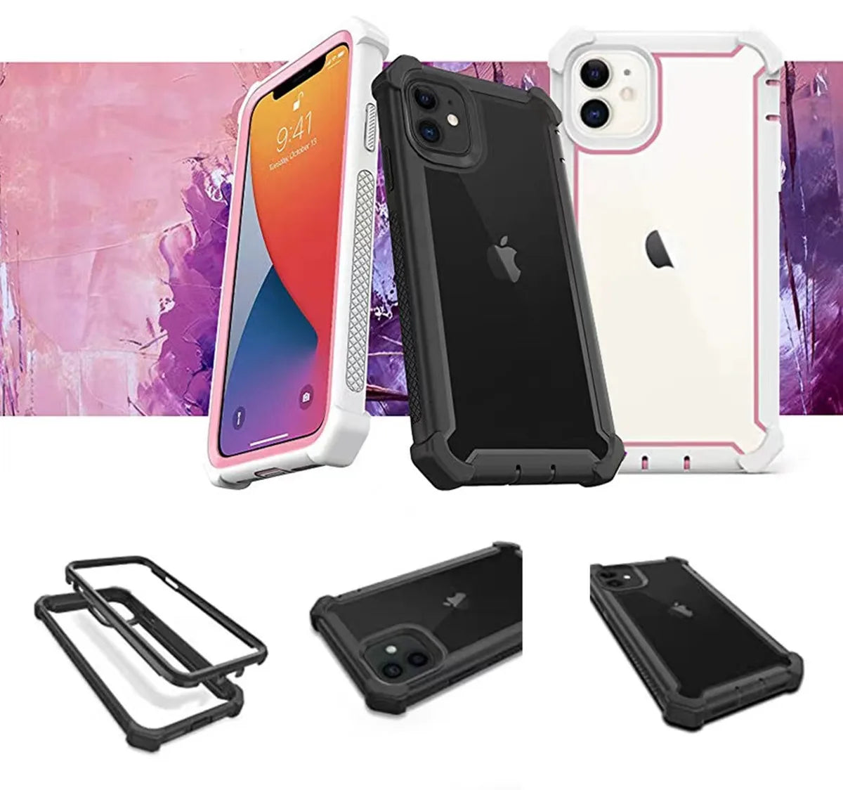 Durable protective transparent case with raised edges for iPhone