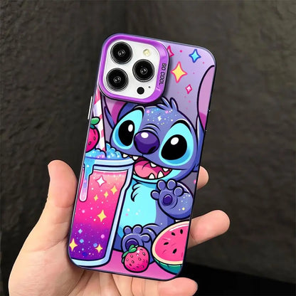 Stich plastic phone cases for iPhone with cartoon character designs. 