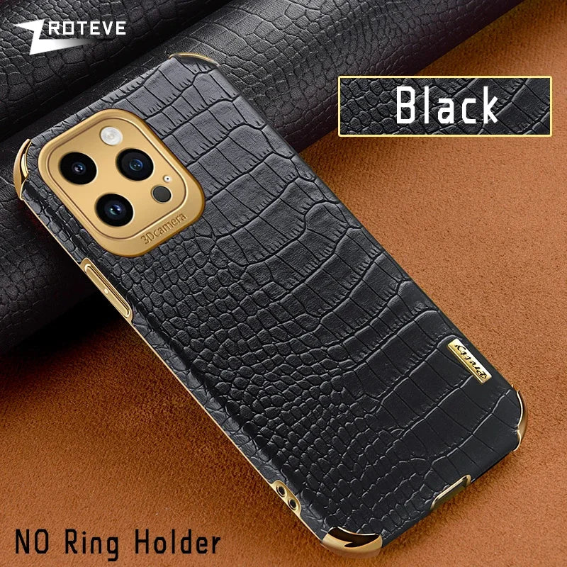 iPhone 16PM Crocodile Leather Case