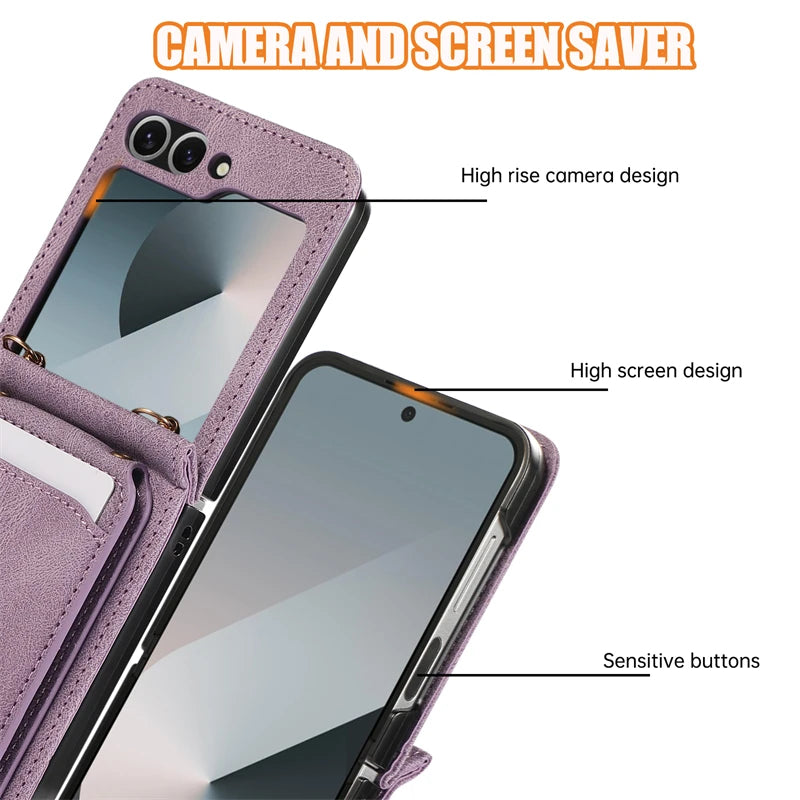 Cartera de cuero para Z Flip 5