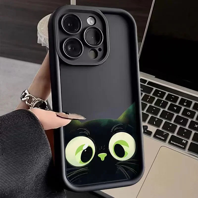 Gato de dibujos animados para iPhone 14/15Plus