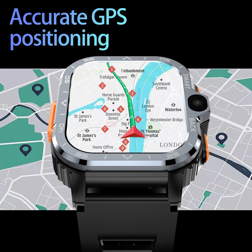 Smartwatch displaying a map with accurate GPS positioning text above it
