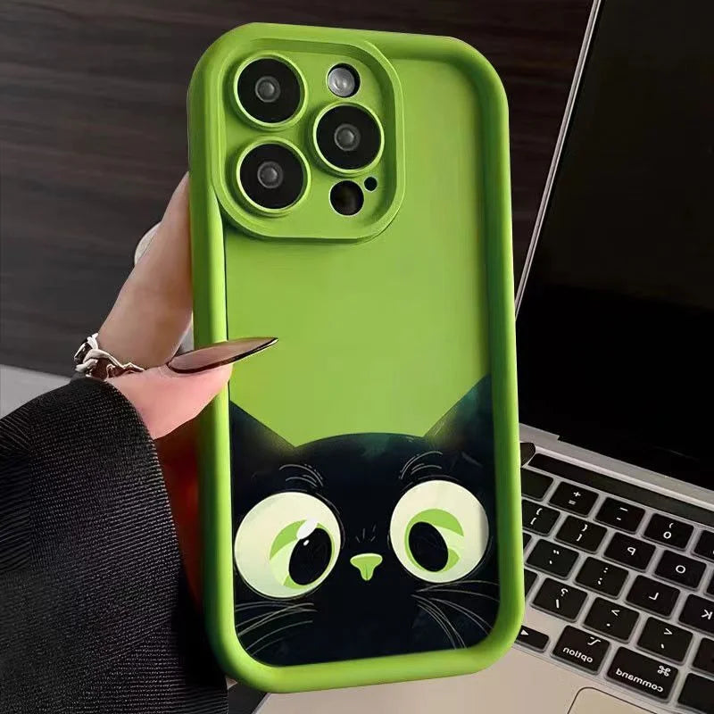 Gato de dibujos animados para iPhone 14/15Plus