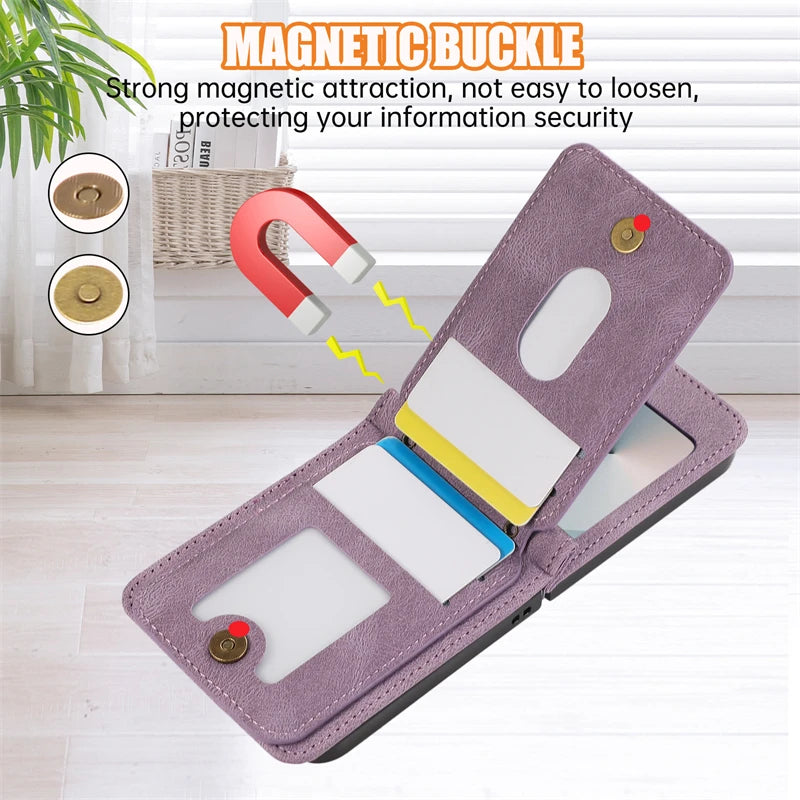Cartera de cuero para Z Flip 6