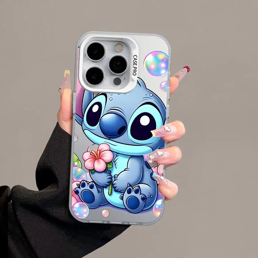 Stich plastic phone cases for iPhone with cartoon character designs. 