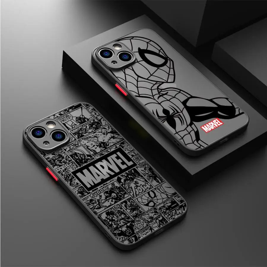 A phone case with a Marvel Comics character theme displayed on a phone.