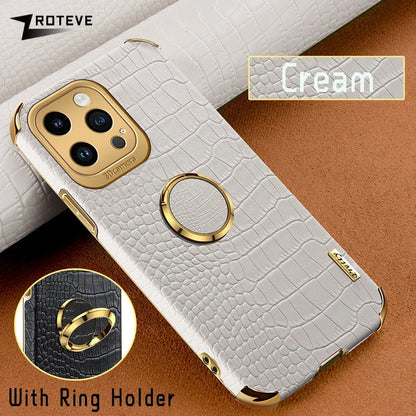 iPhone 16PM Crocodile Leather Case
