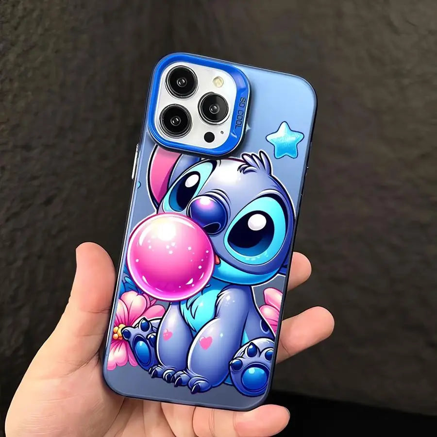 Stich plastic phone cases for iPhone with cartoon character designs. 
