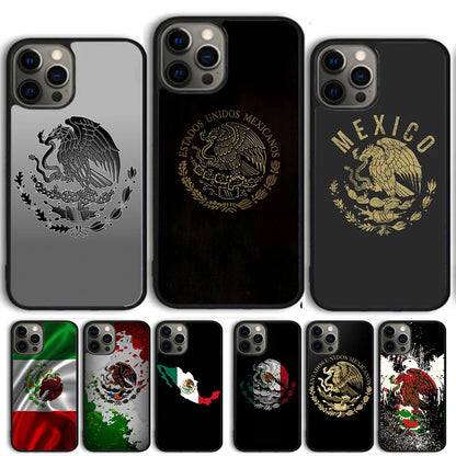 Collection of phone cases with Mexican designs on a white background