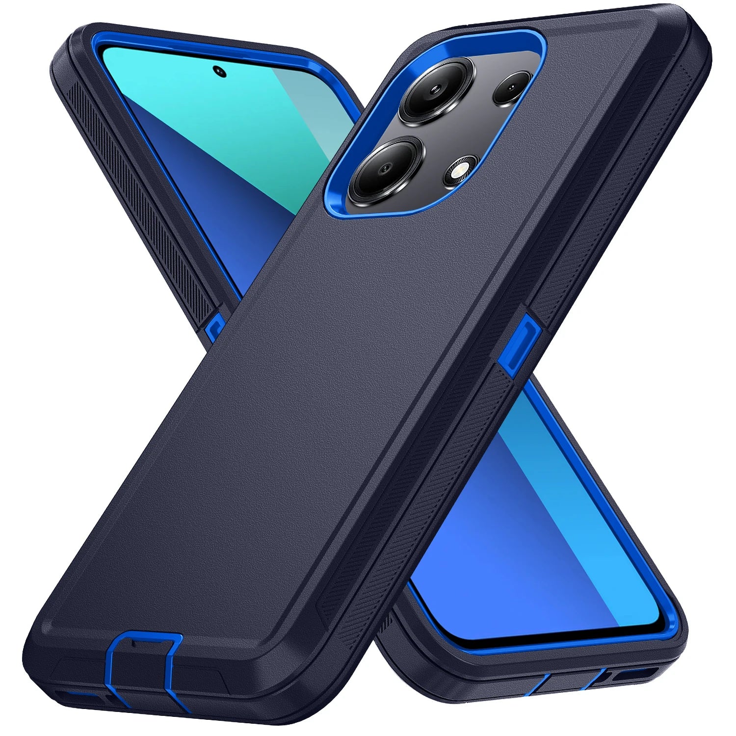 A black and blue MOtterBox case for an iPhone.