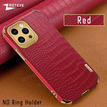 iPhone 16PM Crocodile Leather Case