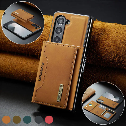 Cartera vintage magnética plegable en Z de 4 pliegues