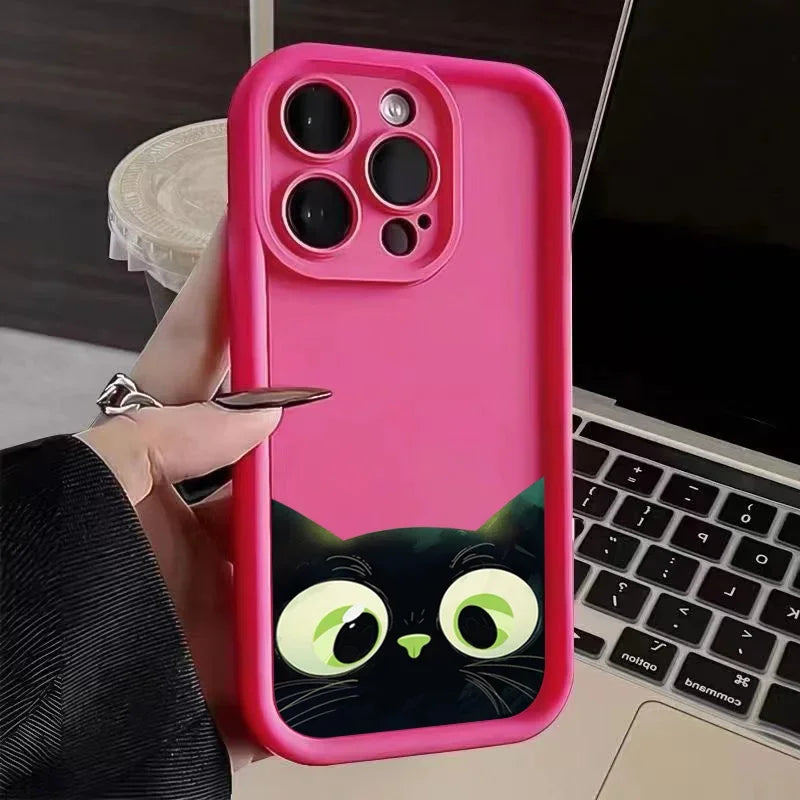 Gato de dibujos animados para iPhone 14/15Plus